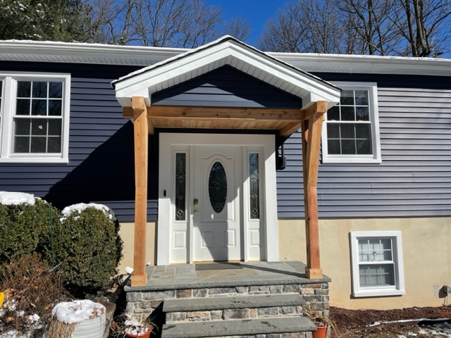 custom portico on New Jersey Siding and Door project