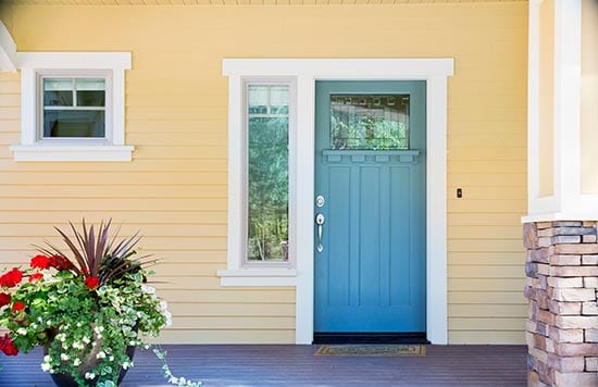 distinctive-front-entry-door Home with portico - New Jersey Siding & Windows