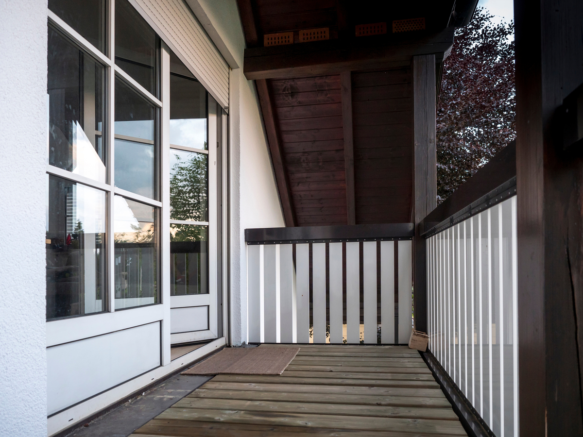 Storm doors on balcony