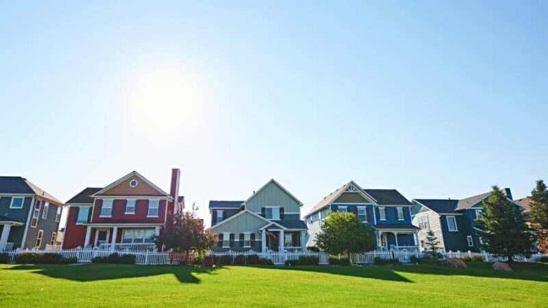 Homes with new siding in springtime