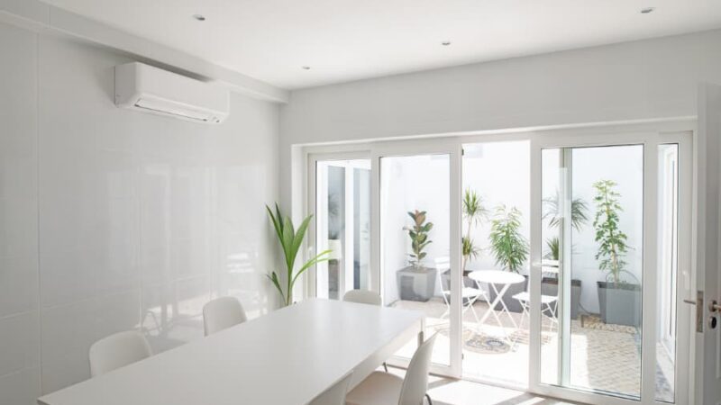 Dining room with sliding glass door leading to patio