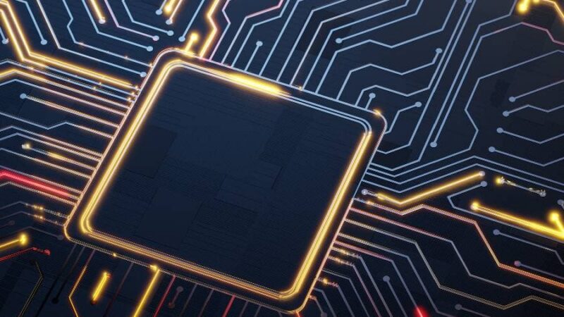 Abstract circuit board concept art representing electronics and technology